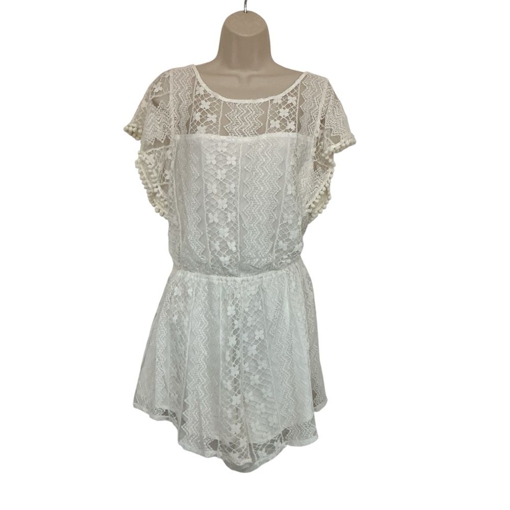 NWT Abercrombie & Fitch Ivory Size M Crochet Lace Lined Boho Romper Festival